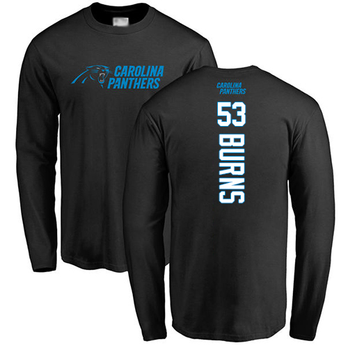 Carolina Panthers Men Black Brian Burns Backer NFL Football #53 Long Sleeve T Shirt->carolina panthers->NFL Jersey
